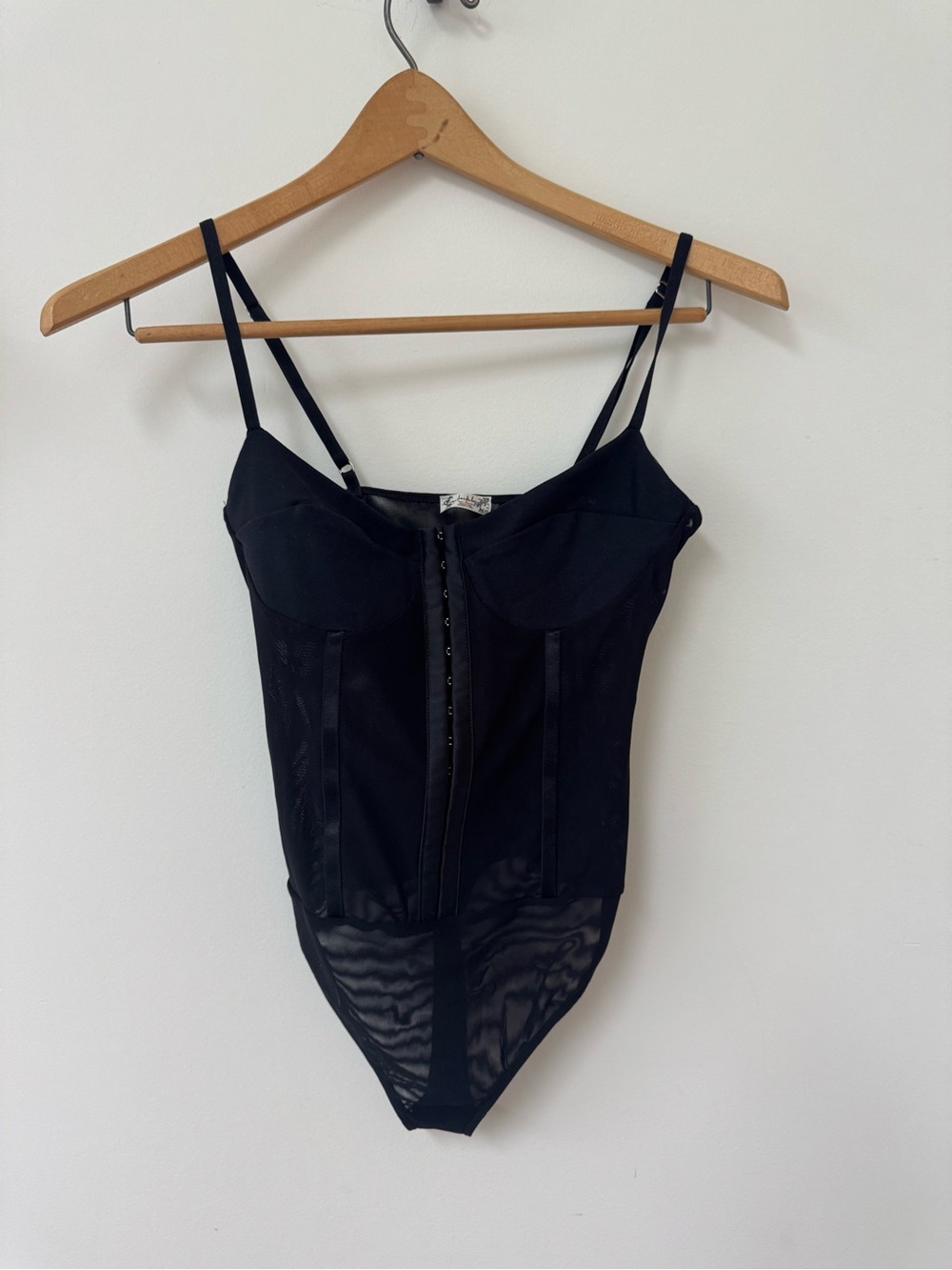 Free People Black Hook-Front Corset Bodysuit - Picture 3 of 5